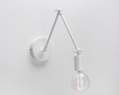 Edvin Wall Sconce White On Off Switch Plug-in Option Retro Loft Industrial Minimalist Lamp