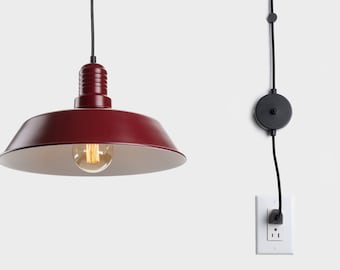 Emil Minimalist Plug-in Pendant Lamp Shade With On/Off Switch Burgundy