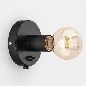 Ove Wall Sconce Black Flush Mount On/Off Switch