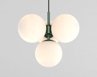 Zoe Four-Globe Pendant Light Dark Green Milk Glass Sphere Plafond Ceiling Fixture for Kitchen Island