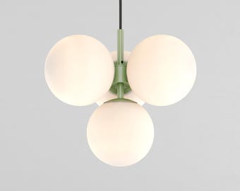 Zoe Four-Globe Pendant Light Olive Green Milk Glass Sphere Plafond Ceiling Fixture for Kitchen Island