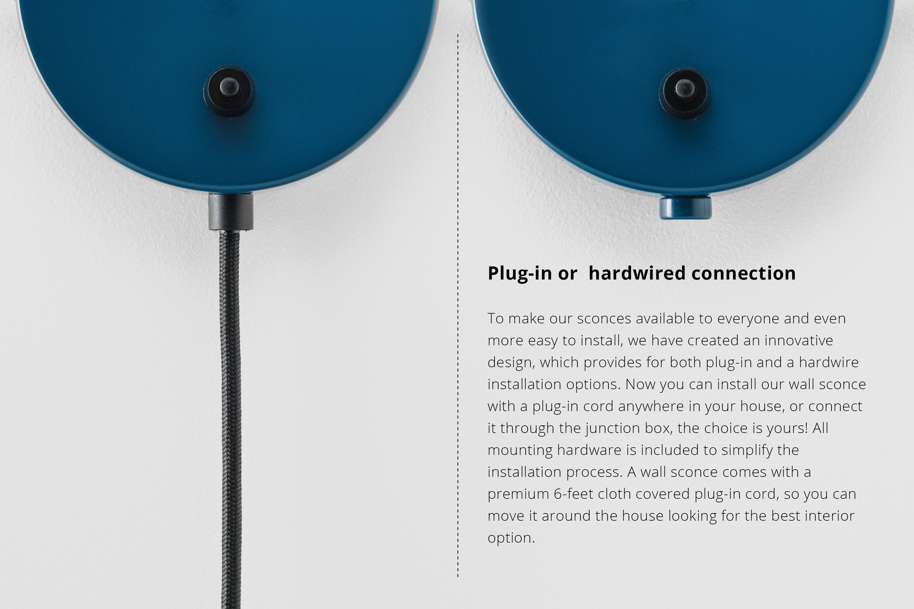 Ove Wall Sconce Navy Blue Plug-in On/off Switch - Etsy