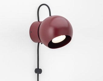 Hanson Wall Sconce Burgundy Plug-in On/Off Switch Bedside Lamp