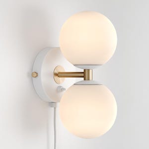 Mia Mid Century Modern Plug-in Wall Sconce White Sphere Milk Glass Globe Plafond Vanity Light Bedside Lamp Retro Light Fixture