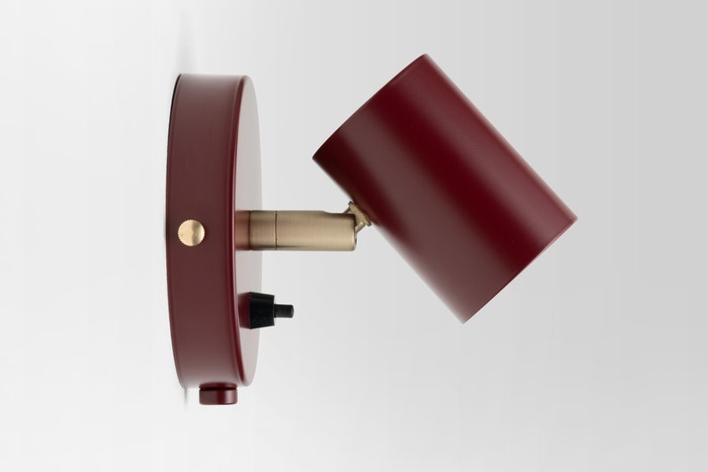 Lea Mid Century Modern Plug-in Wall Sconce Burgundy Red With Shades Flush Mount Vanity Light Bedside Lamp Retro Light Fixture zdjęcie 2