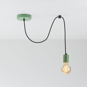 Elvin Single Ceiling Pendant Lamp | Green | Swag Hook | You Choose We Build | Textile Cable | Color Cord