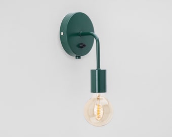 Loui Wall Sconce Dark Green Flush Mount On/Off Switch