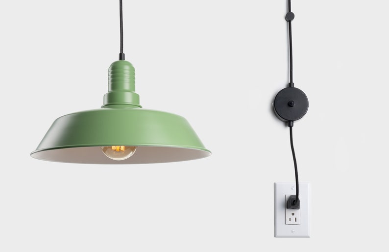 Emil Minimalist Plug-in Pendant Lamp Shade With On/Off Switch Green image 1