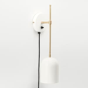 Ville Mid Century Modern Wall Sconce Shade Plug-in White
