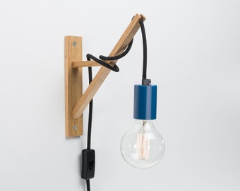 Otto Plug In Wall Sconce Navy Wooden Wall Hook