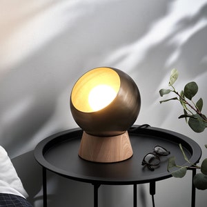 Japandi Wooden Magnetic Desk Lamp Bedside Lamp Raw Metal
