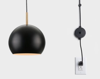 Ulf Mid Century Modern Plug-in Pendelleuchte Lampenschirm Mit An/Aus Schalter Schwarz