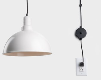 Lámpara colgante minimalista Lias con interruptor de encendido y apagado, color blanco