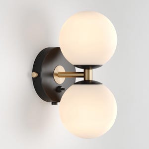 Mia Mid Century Modern Wall Sconce Black Sphere Milk Glass Globe Plafond Vanity Light Bedside Lamp Retro Light Fixture