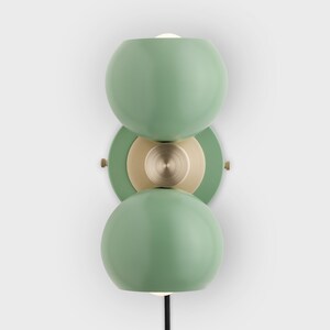 Mia Mid Century Modern Plug-in Wall Sconce Olive Green With Shades ...