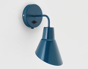 Nils Wall Sconce Navy Flush Mount On/Off Switch