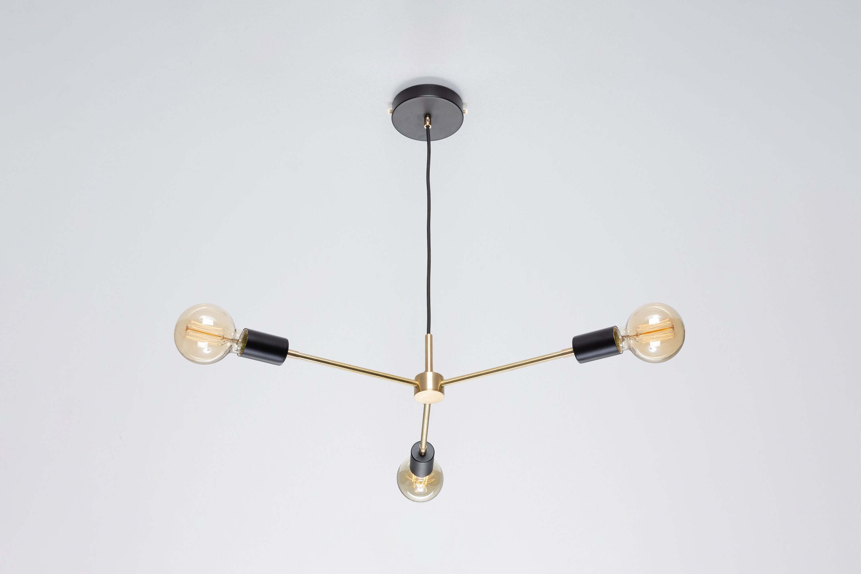 Tage Pendant Lamp | Black | Mid Sentry | Raw Brass | Retro | Loft | Industrial | Vintage | Exposed Bulb Lamp | Fabric Wire