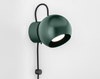 Wall Sconce Dark Green Plug-in On/Off Switch Bedside Lamp