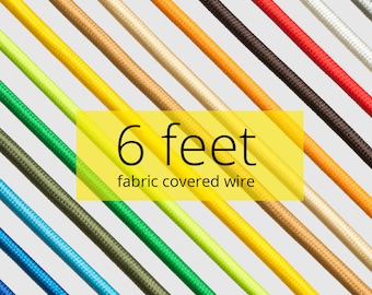 Fabric Covered Wire | 6 feet | DIY | Textile Cable | Color Cord | Retro | Loft | Industrial | Pendant | Swag | Lamp