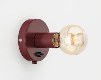 Ove Wall Sconce Burgundy Flush Mount On/Off Switch