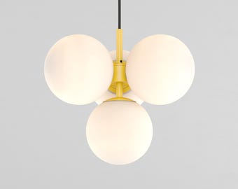 Zoe Four-Globe Pendant Light Yellow Milk Glass Sphere Plafond Ceiling Fixture for Kitchen Island