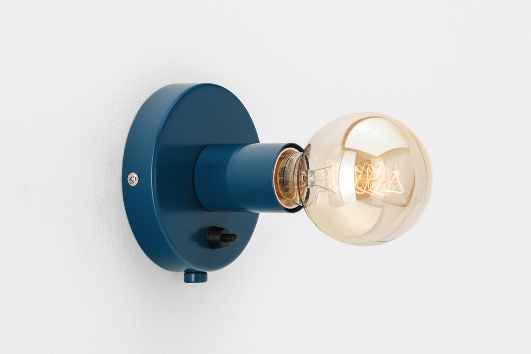 Ove Wall Sconce Navy Blue Flush Mount On/off Switch - Etsy