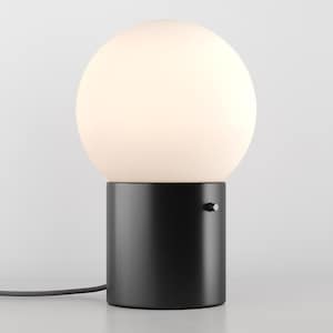 Zoe Desk Lamp Black Bedside Night Light Table Standing Light Fixture Housewarming Gift White Sphere Milk Glass Globe Plafond