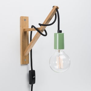 Otto Plug In Wall Sconce Green Wooden Wall Hook