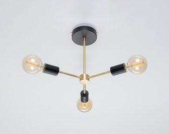 Lars Ceiling Lamp | Black | Mid Sentry | Raw Brass | Black | Retro | Loft | Industrial | Vintage | Exposed Bulb Lamp