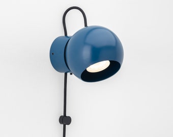 Hanson Wall Sconce Navy Plug-in On/Off Switch Bedside Lamp