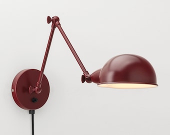 Folke Wandleuchte Burgund Ein/Aus Schalter & Stecker