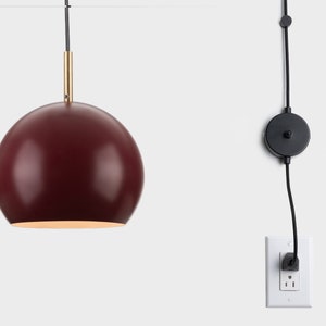 Ulf Mid Century Modern Plug-in Pendant Lamp Shade With On/Off Switch Burgundy