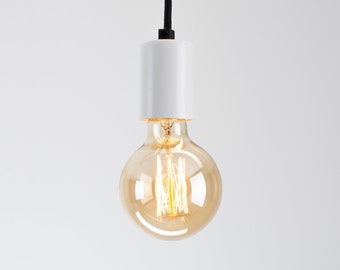 Otto Ceiling Pendant Lamp | White | You Choose We Build | Textile Cable | Color Cord | Industrial | Pendant | Swag | Lamp