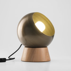 Japandi Wooden Magnetic Desk Lamp Bedside Lamp Raw Metal image 2