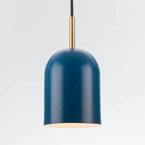 Alf Pendant Lamp | Navy | Mid Sentry | Raw Brass | Retro | Loft | Industrial | Vintage | Fabric Wire