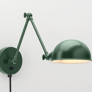 Folke Wandleuchte | Dunkelgrün | Ein-/Aus-Schalter & Plug-In-Option | Retro | Loft | Industriell | Minimalistisch | Lampe