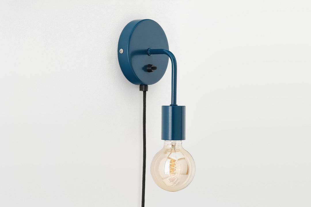Loui Wall Sconce Navy Blue Plug-in On/off Switch - Etsy