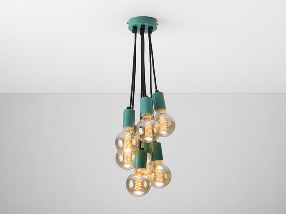 Colored 7 Port Ceiling Pendant You Choose We Build Textile Image 0