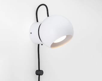 Wall Sconce White Plug-in On/Off Switch Bedside Lamp