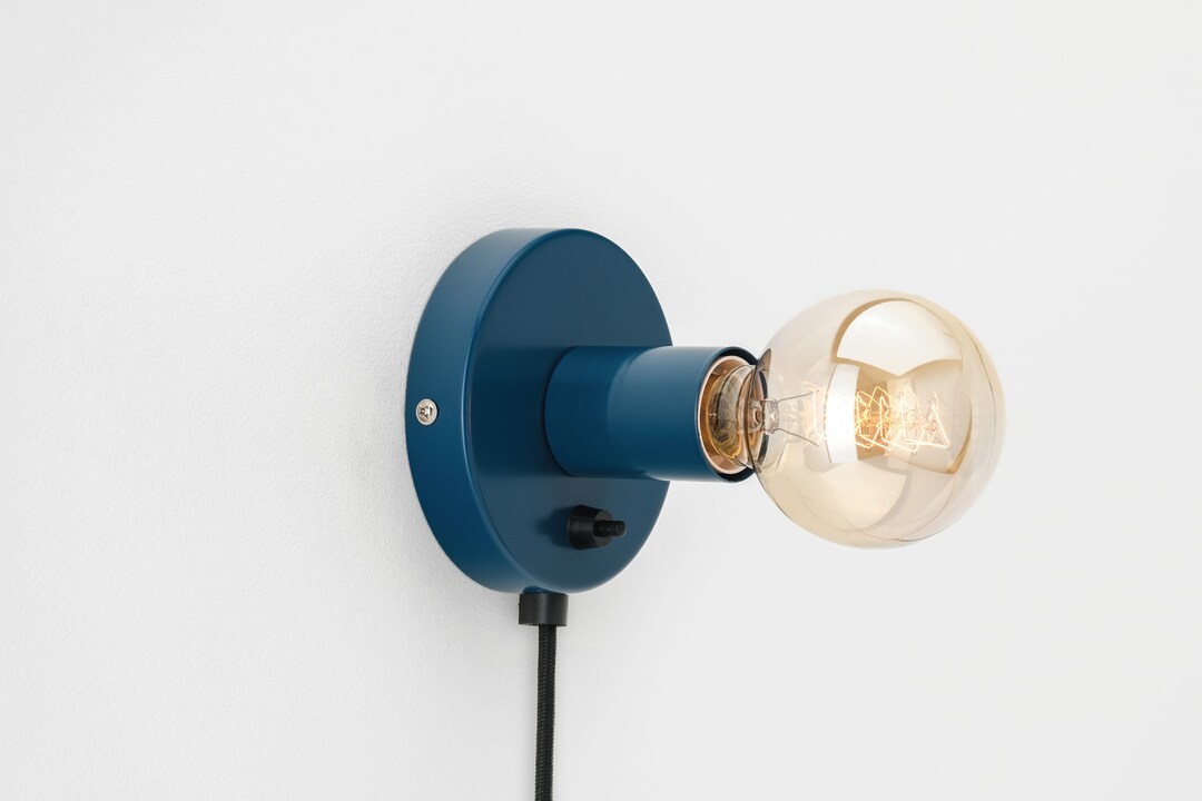 Ove Wall Sconce Navy Blue Plug-in On/off Switch - Etsy