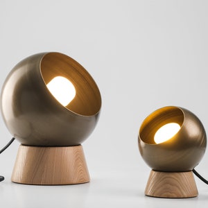 Japandi Wooden Magnetic Desk Lamp Bedside Lamp Raw Metal image 3