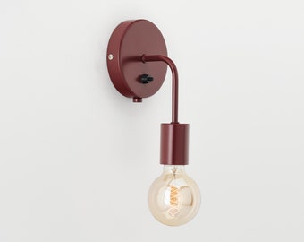 Loui Wall Sconce Burgundy Flush Mount On/Off Switch