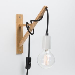 Otto Plug In Wall Sconce White Wooden Wall Hook Steampunk Lamp Wooden Lamp Bedside Lamp Industrial Lamp image 1