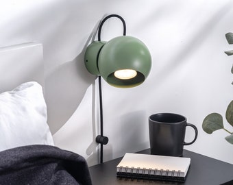 Hanson Wall Sconce Green Plug-in On/Off Switch Bedside Lamp