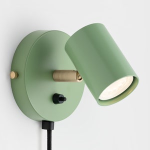 Lea Mid Century Modern Plug-in Wall Sconce Olive Green With Shades Flush Mount Vanity Light Bedside Lamp Retro Light Fixture