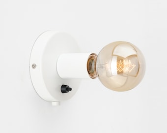 Ove Wall Sconce White  Flush Mount On/Off Switch