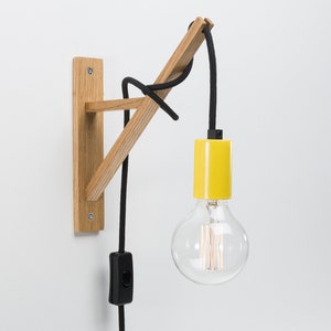 Otto Plug In Wall Sconce Yellow Wooden Wall Hook