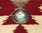 Vintage Navajo Turquoise Chip Inlay Bear Claw Design Sterling Silver Belt Buckle