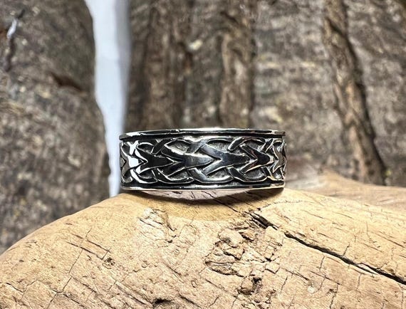 Celtic Knot Pattern Sterling Silver Ring Band - S… - image 4