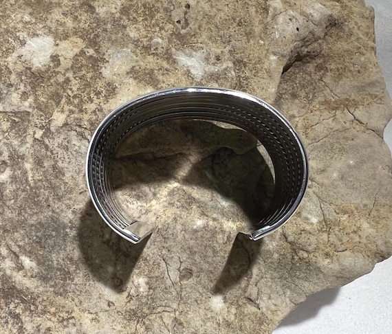 Solid Sterling Silver Wide Navajo Cuff Bracelet -… - image 8